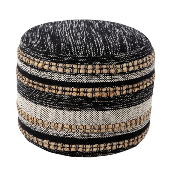 HomeRoots 18" Black Pouf - Versatile Cotton-Blend Ottoman, Stylish Footrest & Floor Seat for Modern Spaces 517892