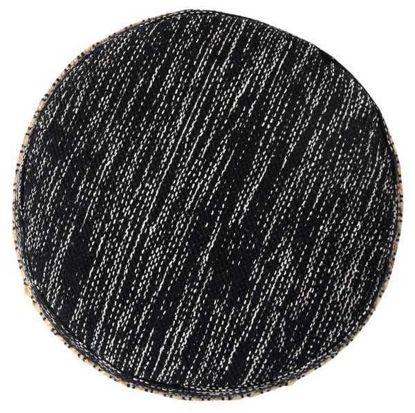 Homeroots 18" X 18" X 14" " Black Pouff  Cotton 517892