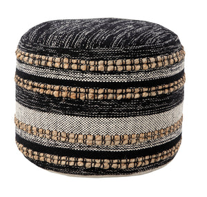 Homeroots 18" X 18" X 14" " Black Pouff  Cotton 517892