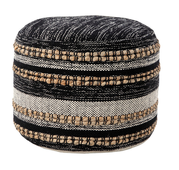 Homeroots 18" X 18" X 14" " Black Pouff  Cotton 517892