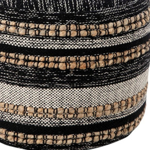 HomeRoots 18" Black Pouf - Versatile Cotton-Blend Ottoman, Stylish Footrest & Floor Seat for Modern Spaces 517892