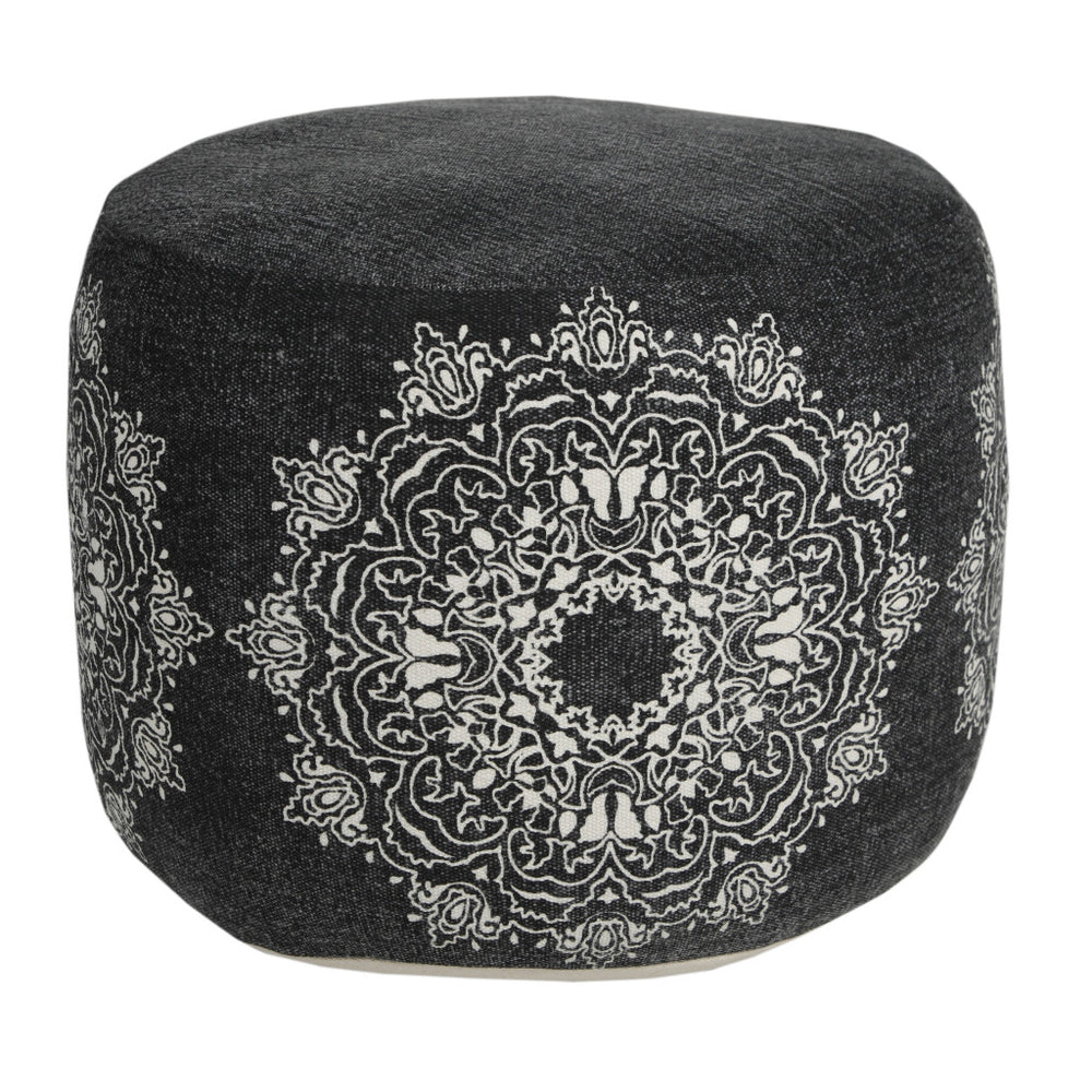 Homeroots 18" Black 100% Cotton Ottoman  Cotton 517894