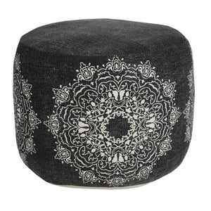Homeroots 18" Black 100% Cotton Ottoman  Cotton 517894