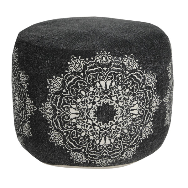 Homeroots 18" Black 100% Cotton Ottoman  Cotton 517894