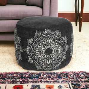Homeroots 18" Black 100% Cotton Ottoman  Cotton 517894