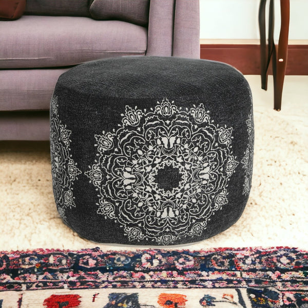 Homeroots 18" Black 100% Cotton Ottoman  Cotton 517894