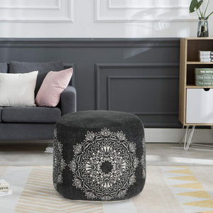 Homeroots 18" Black 100% Cotton Ottoman  Cotton 517894