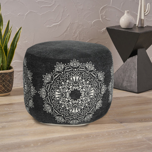 Homeroots 18" Black 100% Cotton Ottoman  Cotton 517894