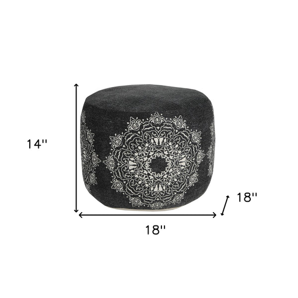 Homeroots 18" Black 100% Cotton Ottoman  Cotton 517894