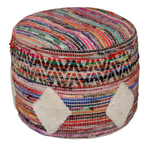 HomeRoots 18" Rainbow Cylinder Pouf Ottoman - Stylish Geometric Design for Versatile Seating & Decor Flair 517895