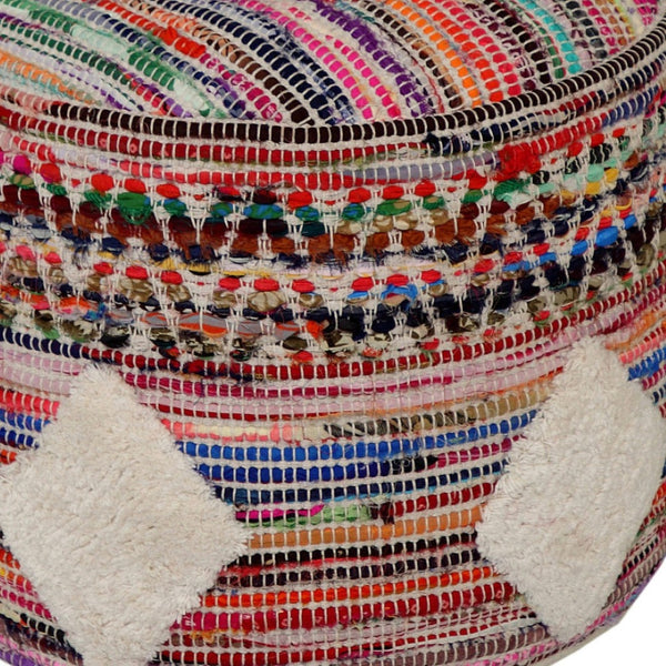HomeRoots 18" Rainbow Cylinder Pouf Ottoman - Stylish Geometric Design for Versatile Seating & Decor Flair 517895