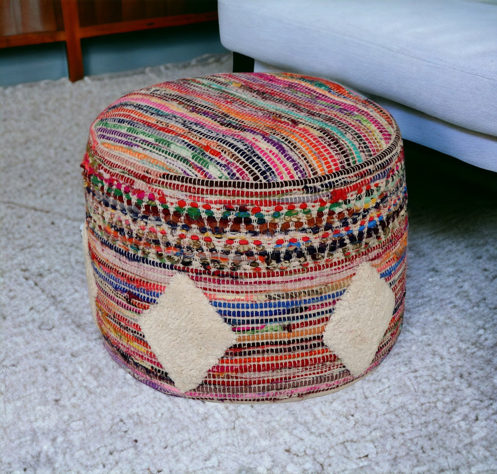 Homeroots 18" Multicolored Cotton Blend Ottoman  Cotton 517895