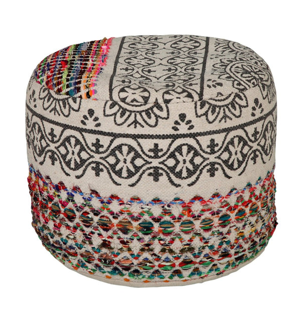HomeRoots 18" Rainbow Geometric Pouf Ottoman - Versatile Cylinder Design for Stylish Seating & Decor Accent 517896
