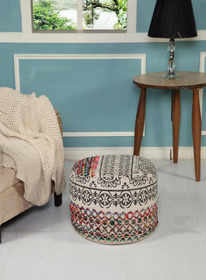 HomeRoots 18" Rainbow Geometric Pouf Ottoman - Versatile Cylinder Design for Stylish Seating & Decor Accent 517896