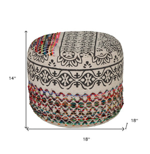 HomeRoots 18" Rainbow Geometric Pouf Ottoman - Versatile Cylinder Design for Stylish Seating & Decor Accent 517896