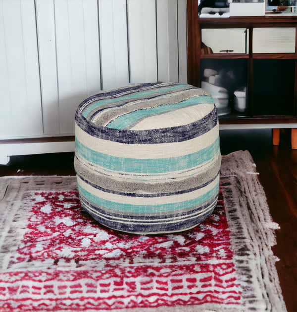 Homeroots 18" Blue 100% Cotton Ottoman  Cotton 517898