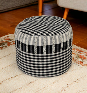 Homeroots 18" Black 100% Cotton Ottoman  Cotton 517899