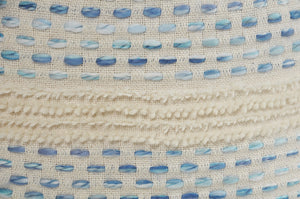 Homeroots 18" Blue Cotton Blend Ottoman White,Blue Cotton 517900