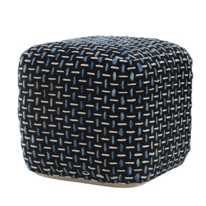 Homeroots 16" Black Polyester Ottoman Black,White,Blue Polyester 517902