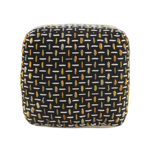 Homeroots 16" Black Polyester Ottoman Black,Gold,White Polyester 517903