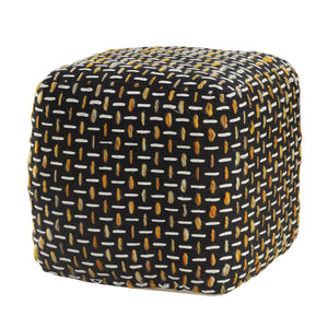 Homeroots 16" Black Polyester Ottoman Black,Gold,White Polyester 517903