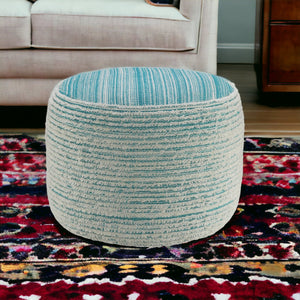 Homeroots 18" Blue Polyester Ottoman Aqua,White Polyester 517904