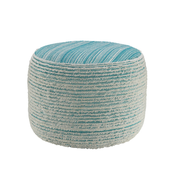 Homeroots 18" Blue Polyester Ottoman Aqua,White Polyester 517904