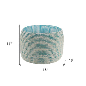 Homeroots 18" Blue Polyester Ottoman Aqua,White Polyester 517904