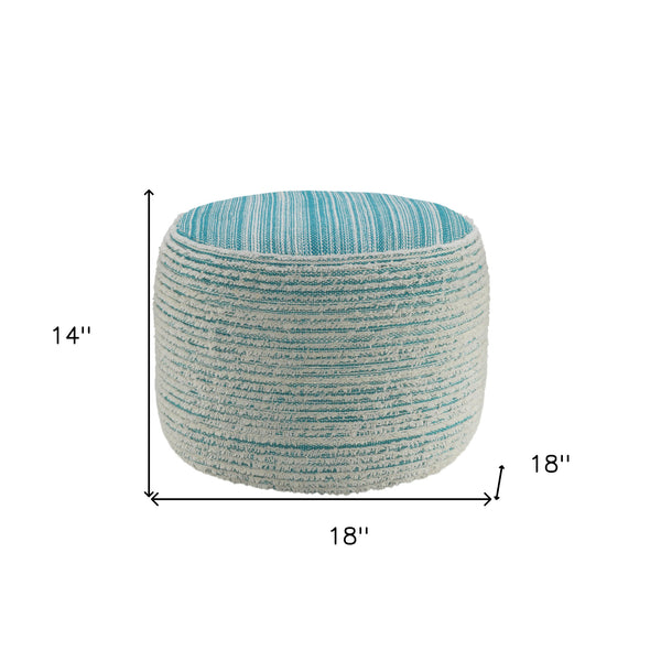 Homeroots 18" Blue Polyester Ottoman Aqua,White Polyester 517904