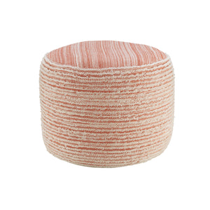 Homeroots 18" Pink Polyester Ottoman Coral,White Polyester 517905