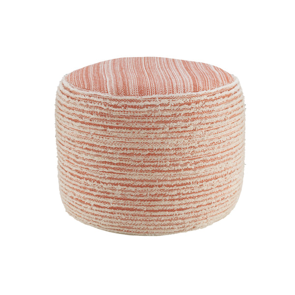 Homeroots 18" Pink Polyester Ottoman Coral,White Polyester 517905