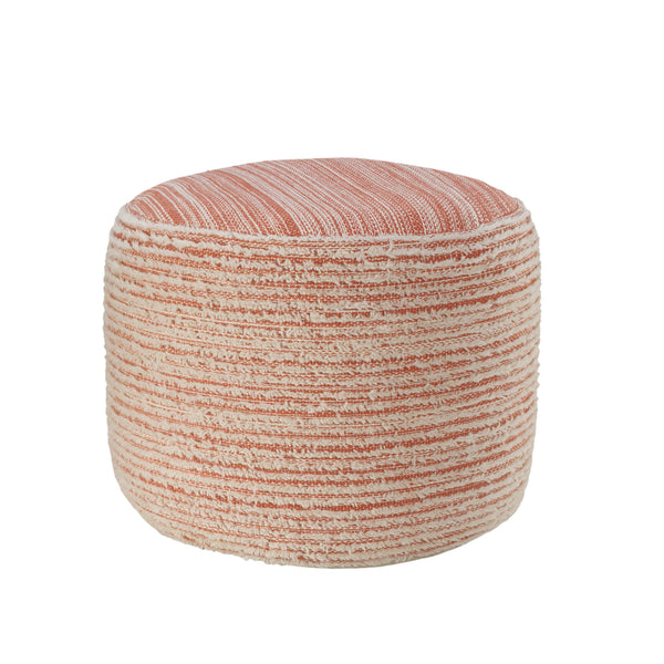 Homeroots 18" Pink Polyester Ottoman Coral,White Polyester 517905