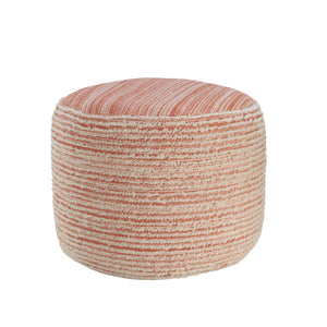 Homeroots 18" Pink Polyester Ottoman Coral,White Polyester 517905
