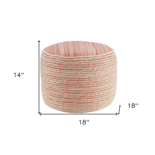 Homeroots 18" Pink Polyester Ottoman Coral,White Polyester 517905