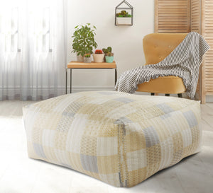 Homeroots 48" Cream 100% Cotton Ottoman Cream,Ivory Cotton 517906