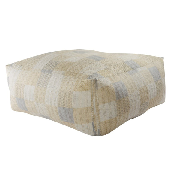 HomeRoots 48" Cotton Patchwork Pouf Ottoman - Stylish, Versatile Seating Solution for Living Rooms & Lounges Cream/Ivory 48" x 48" x 20" 517906