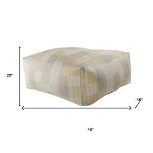 HomeRoots 48" Cotton Patchwork Pouf Ottoman - Stylish, Versatile Seating Solution for Living Rooms & Lounges Cream/Ivory 48" x 48" x 20" 517906