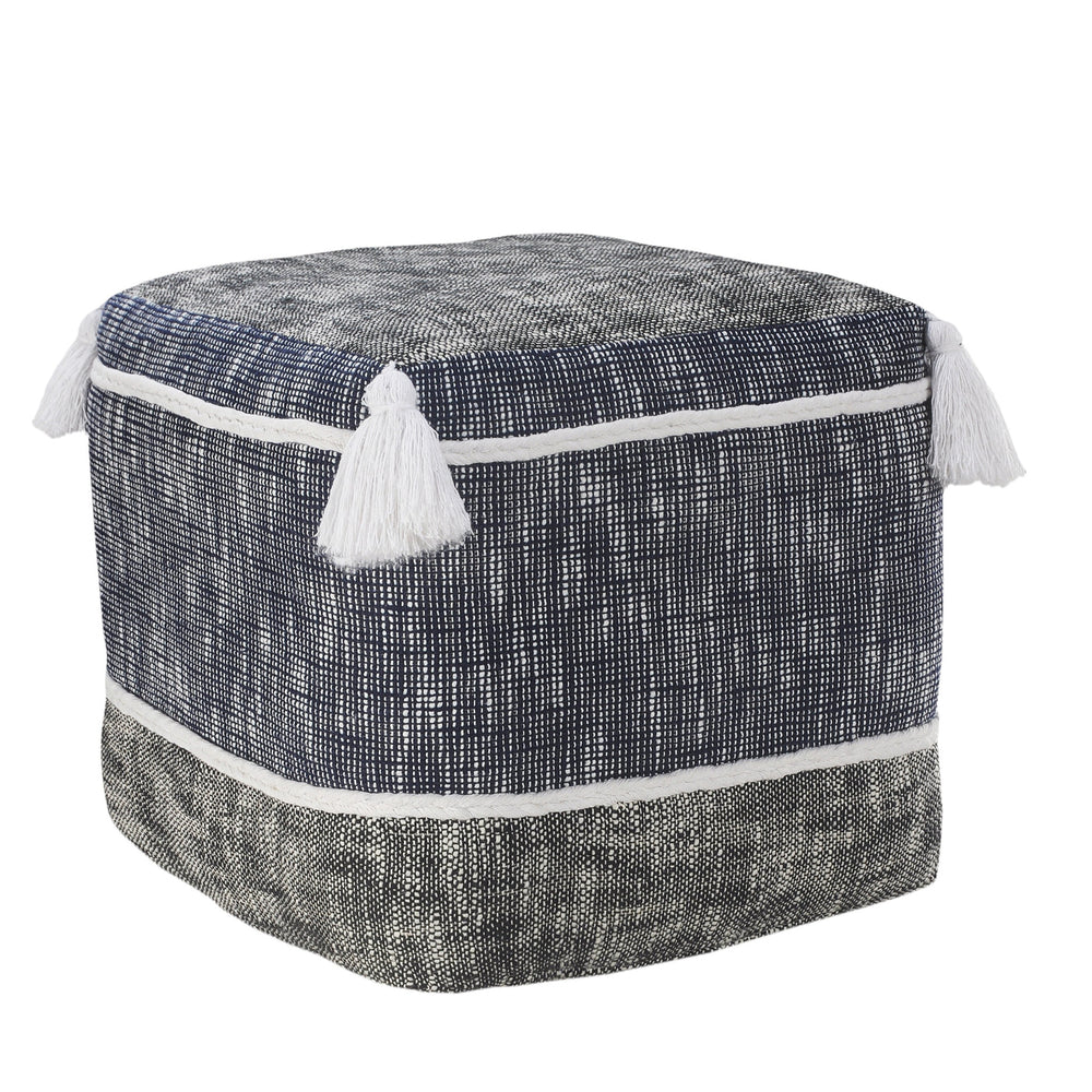 Homeroots 16" Blue Polyester Ottoman  Polyester 517908