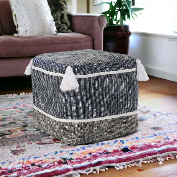 Homeroots 16" Blue Polyester Ottoman  Polyester 517908