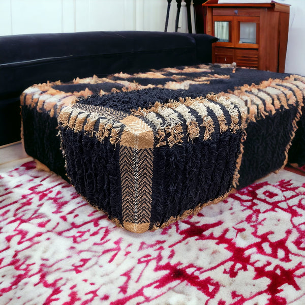 Homeroots 18" Blue 100% Cotton Ottoman  Cotton 517909