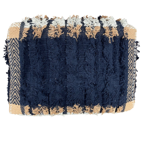 Homeroots 18" Blue 100% Cotton Ottoman  Cotton 517909