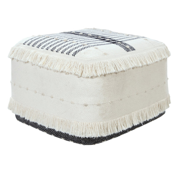 Homeroots 18" White 100% Cotton Ottoman  Cotton 517911
