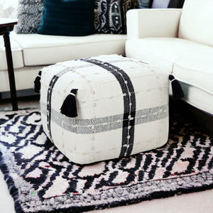 Homeroots 18" Black 100% Cotton Ottoman  Cotton 517912