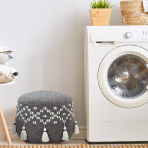 Homeroots 18" Gray 100% Cotton Ottoman  Cotton 517913