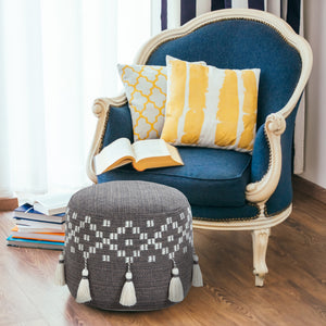 Homeroots 18" Gray 100% Cotton Ottoman  Cotton 517913