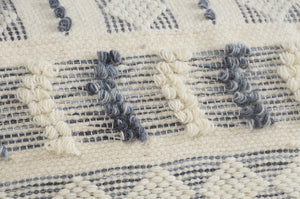 Homeroots 18" Blue Wool Ottoman  Wool 517915