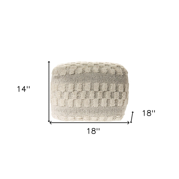 Homeroots 18" Beige Wool Ottoman  Wool 517916