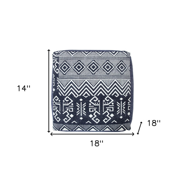 Homeroots 18" Blue 100% Cotton Ottoman  Cotton 517919