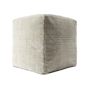 Homeroots 18" Beige Polyester Blend Ottoman Beige,Cream Polyester 517923
