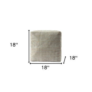 Homeroots 18" Beige Polyester Blend Ottoman Beige,Cream Polyester 517923
